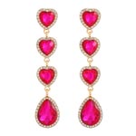 Long Heart Teardrop Crystal Fashion Earrings