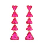 Layered Trangle Crystal Long Drop Earrings