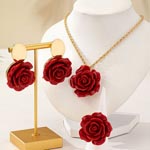 Red Rose Pendant Jewelry Set