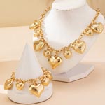 Gold Hearts Pendant Jewelry Set