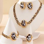 Leopard Pattern Pearl Charm Jewelry Set