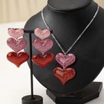 Glitter Hearts Pendant Jewelry Set