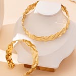 Gold Textured Crinkled Cuff Jewelry Set