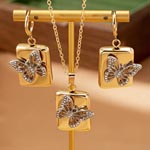 Mini Cute Butterfly Lock Pendant Jewelry Set