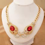 Red Crystal Metal Snake Necklace