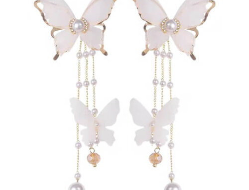 Long Shaped Butterfly Draping Earrings