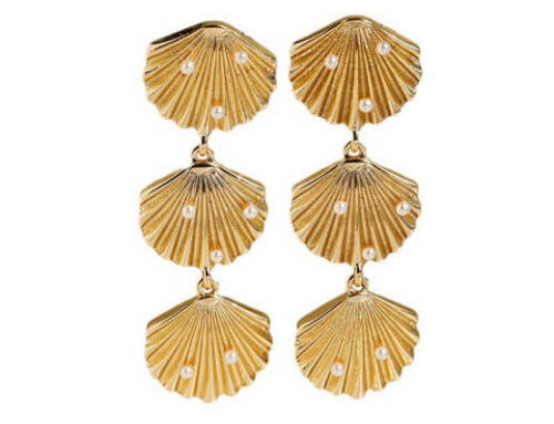 Gold Metal Shell Earrings