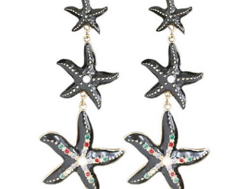 Black Starfish Draping Earrings